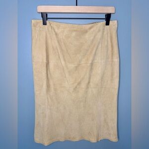 Ralph Lauren Black Label Tan 100% Goat Suede Skirt | Size 10
